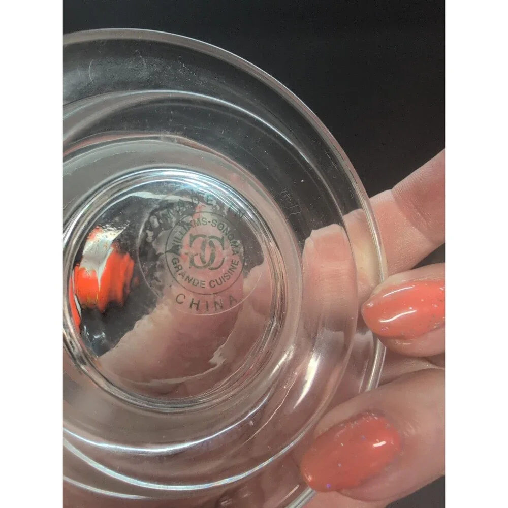 Williams Sonoma clear glass Butter Pat Dish Cloche Lid